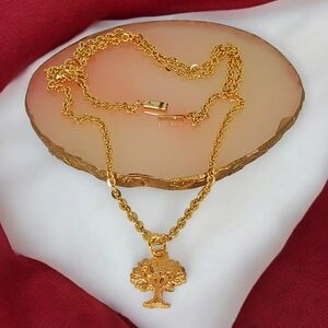 Vintage Gold European Necklace Tree of Life Charm Necklace Naturecore Earthcore